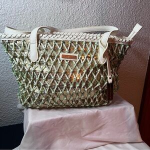 Stylish White and Green Women's Bag
